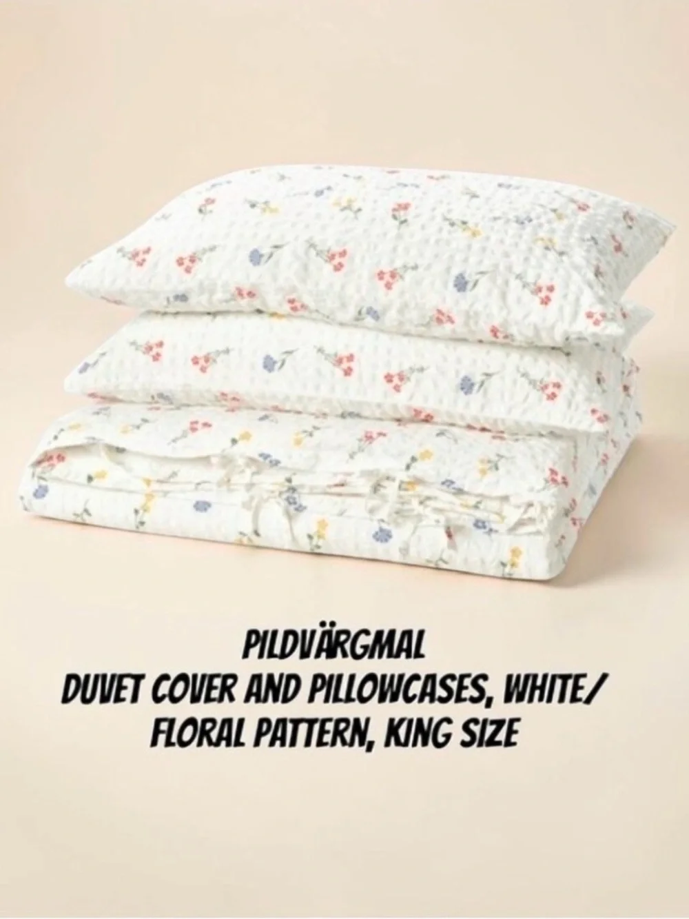 White Floral Duvet Cover & Pillowcases - King Size